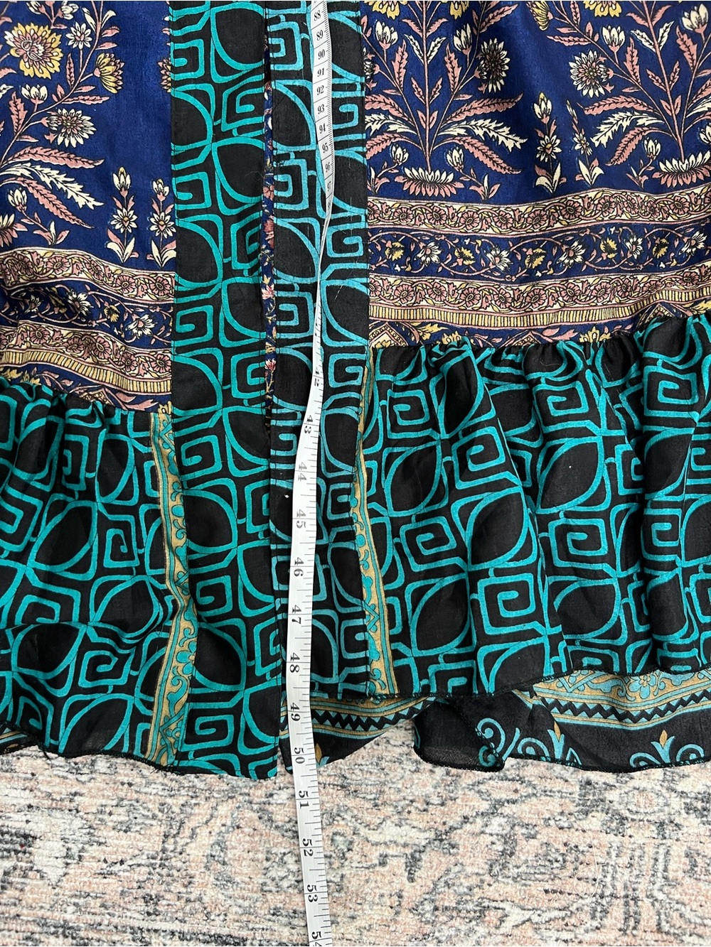 100% Silk Boho Kimono Robe Womens Tie Waist Mixed Print Duster - Picture 10 of 16